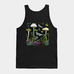 Mystery Night Garden with Mushrooms Moths and Hemlock Tank Top